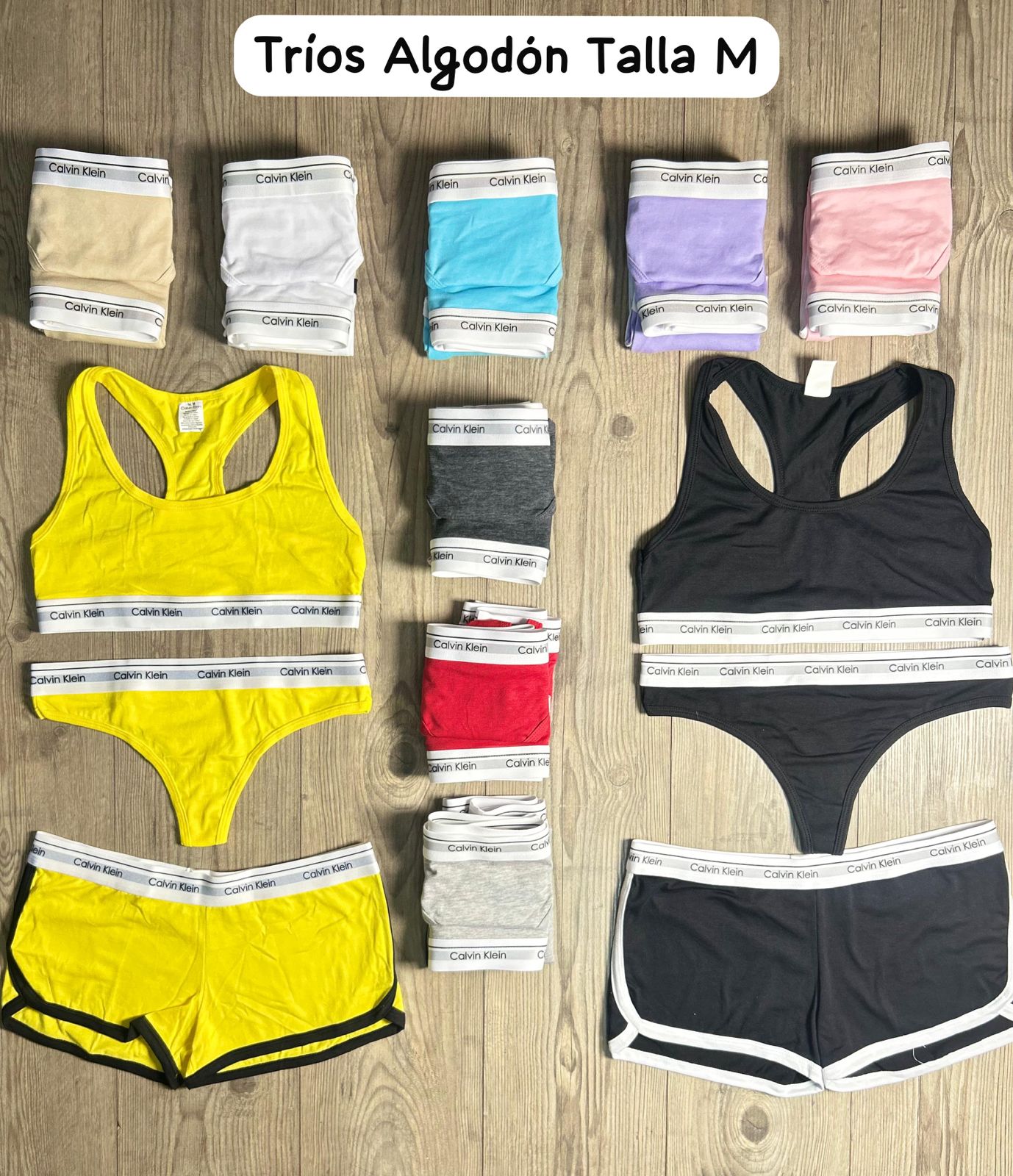 Conjuntos Tríos (Top + Tanga + Short) En Algodón